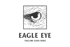 Vintage Retro Eagle Hawk Falcon Bird Eye Eye for Wildlife Zoo Conservation Logo Design vector