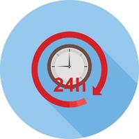 Round the Clock Flat Long Shadow Icon vector