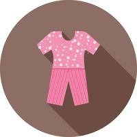 pijama traje plano larga sombra icono vector