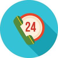 24 Hours Call Flat Long Shadow Icon vector