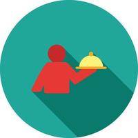 Man Serving Food Flat Long Shadow Icon vector