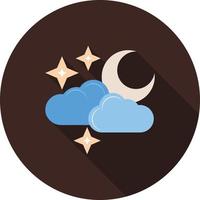 Cloudy with moon Flat Long Shadow Icon vector