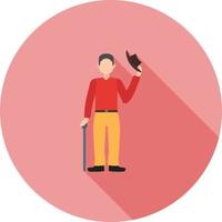 Elegant Man Saluting Flat Long Shadow Icon vector