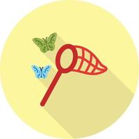 Catching Butterflies Flat Long Shadow Icon vector