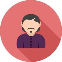 Man in Goatee Flat Long Shadow Icon vector