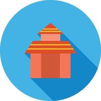 Chinese Temple Flat Long Shadow Icon vector