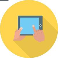 Using Tablet Flat Long Shadow Icon vector