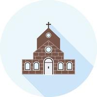 edificio de la iglesia ii icono de sombra larga plana vector