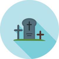 icono de sombra larga plana de cementerio vector