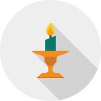 Candle on Stand Flat Long Shadow Icon vector