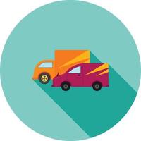 Parked Trucks Flat Long Shadow Icon vector