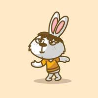Cute Bunny Cartoon Mascot Logo Flat Design Premium Vector