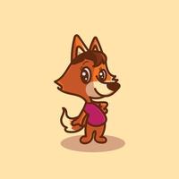 Cute Fox Cartoon Mascot Logo Flat Design Premium Vector