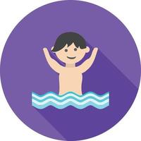 icono de sombra larga plana de natación vector