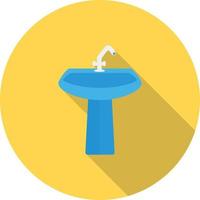 Sink Flat Long Shadow Icon vector