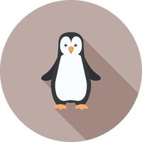 icono de sombra larga plana de pingüino vector