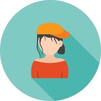 Girl in Cap Flat Long Shadow Icon vector