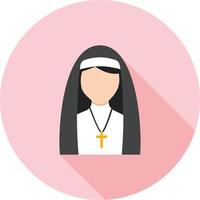 Lady in Nun Dress Flat Long Shadow Icon vector