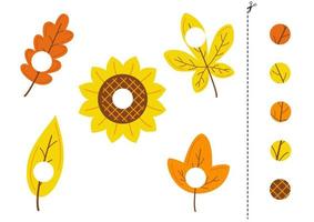 Cut and glue parts of hand drawn autumn elements. vector