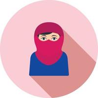 mujer con niqab plana larga sombra icono vector