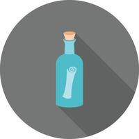 Scroll in Bottle Flat Long Shadow Icon vector