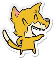 sticker of a laughing fox cartoon vector