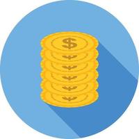 Stack of Coins Flat Long Shadow Icon vector