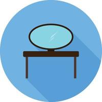 icono de sombra larga plana de espejo de mesa vector