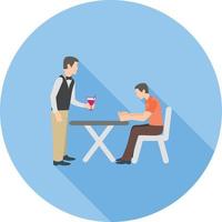 Waiter Serving Flat Long Shadow Icon vector