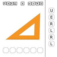 Alphabet logic for preschool kid.  Collect the word ruller from scattered letters vector