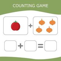 Counting Game for Preschool Children. Worksheet for preschool kids, kids activity sheet, printable worksheet vector