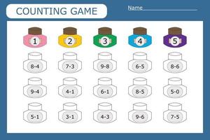 Counting Game for Preschool Children.  Count how many with paints vector