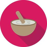 Mixing Bowl Flat Long Shadow Icon vector