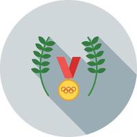 icono de sombra larga plana de medalla vector