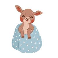 Cute little sheep goat in blue blanket kids vector illustration