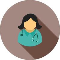 Female Doctor Flat Long Shadow Icon vector