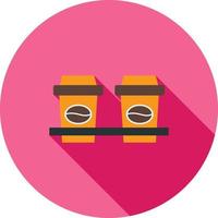 Two Coffees Flat Long Shadow Icon vector