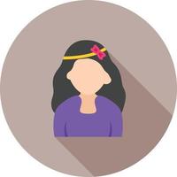 Girl in Headband Flat Long Shadow Icon vector