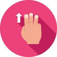 Three Fingers Down Flat Long Shadow Icon vector