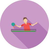 icono de sombra larga plana de ping pong vector