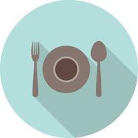 Dinner Plate Flat Long Shadow Icon vector