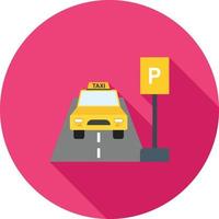 Taxi Stand Flat Long Shadow Icon vector