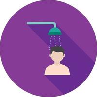 Taking Shower Flat Long Shadow Icon vector