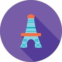 icono de la sombra larga plana de la torre eifel vector