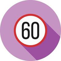 Speed limit 60 Flat Long Shadow Icon vector