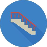 escalera, plano, largo, sombra, icono vector