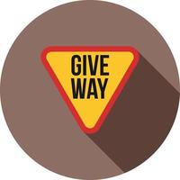 Give Way Flat Long Shadow Icon vector