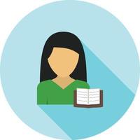 Woman Reading Flat Long Shadow Icon vector