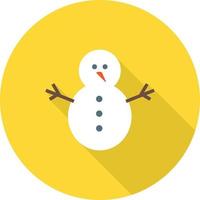 muñeco de nieve i plana larga sombra icono vector
