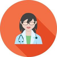 Doctor Female Flat Long Shadow Icon vector